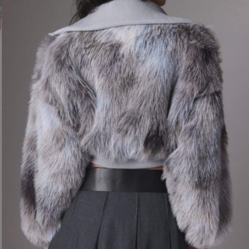 Portia Faux Fur Cropped Jacket - Picture 3 of 6